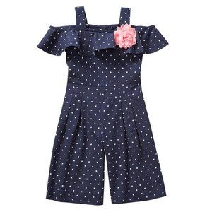 Janie & Jack Navy Dot Ruffle Jumpsuit 18-24m
